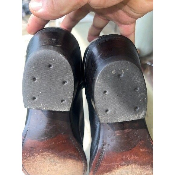 Nocona Vtg Black Premium Leather Cowboy Boots w/lizardskin Wingtips Mn’s Sz 10.5 main image 10